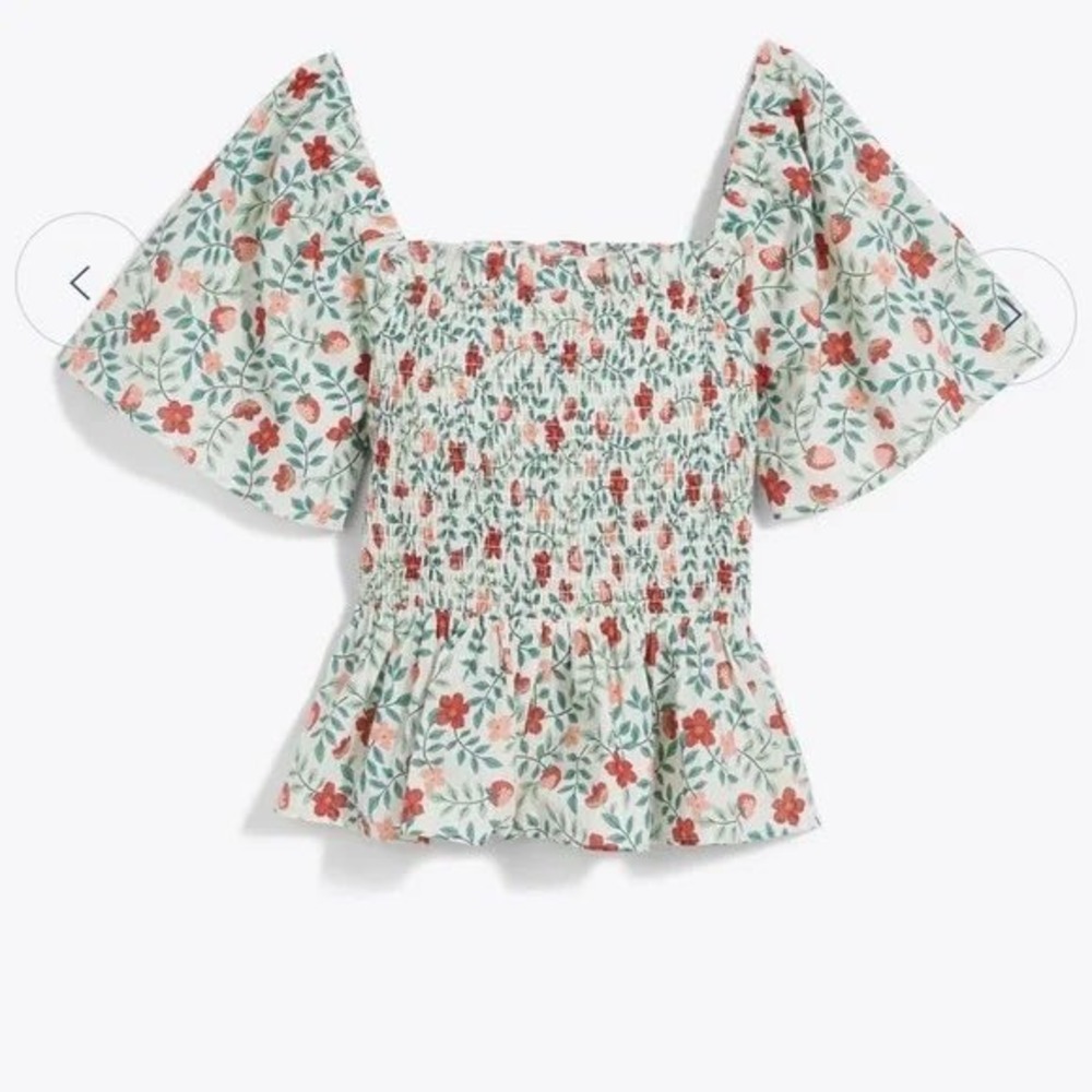 NWT Draper James Deana Smocked Top Strawberry Field XS Cottage Coquette‎ Preppy